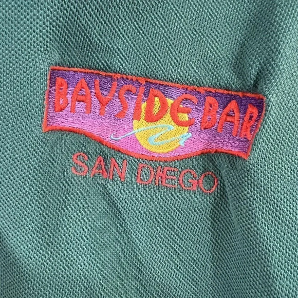 Outer Banks Vintage 90s Retro Teal Blue Pink Embroidered Bayside Bar San Diego - Picture 4 of 6